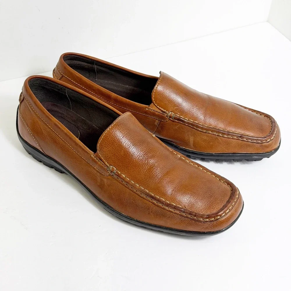 Florsheim Nowles Loafers Men 11 Saddle Tan Leather Comfortech Slip On 13130-257